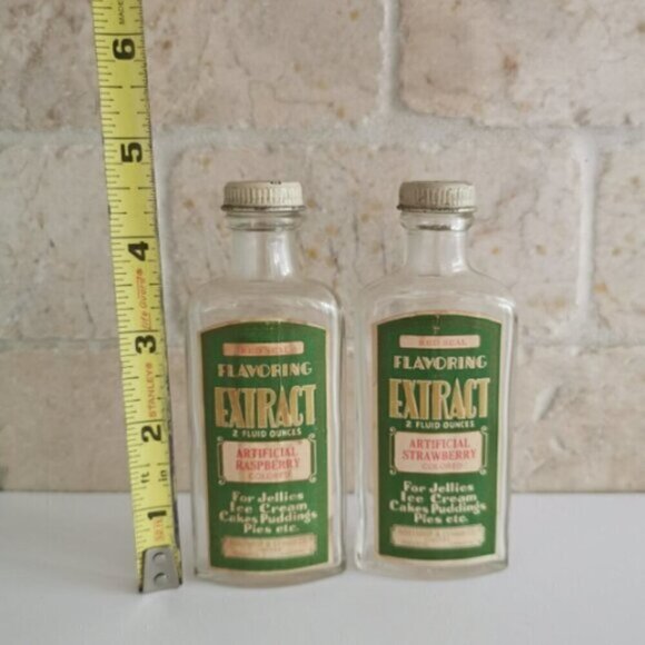 Vintage Northrop & Lyman Flavoring Extract Glass Bottles Set of 2 Empty Red Seal - Picture 6 of 8